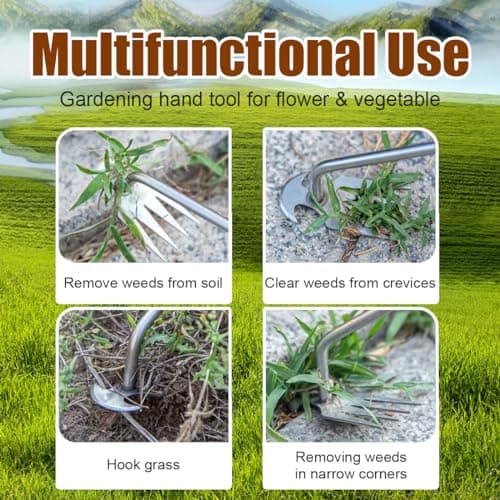Weeder - Manual Weed Puller Tool, Uprooting Weeding Remover Tool, 4-Claw Steel Head Hand Garden Weeder Tool Easily Remove Weeds for Otted Plants, Gardens, Yards, Farms