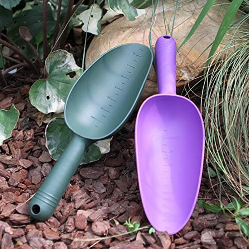 Ewer 4 Pack Plastic Garden Shovel,Garden Scooper Shovel,Plant Hand Shovel Trowels with Scale,Small Shovels for Gardening Kids Soil Transplanting Weeding Digging Planting,Multicolor,122616EIU8SQE