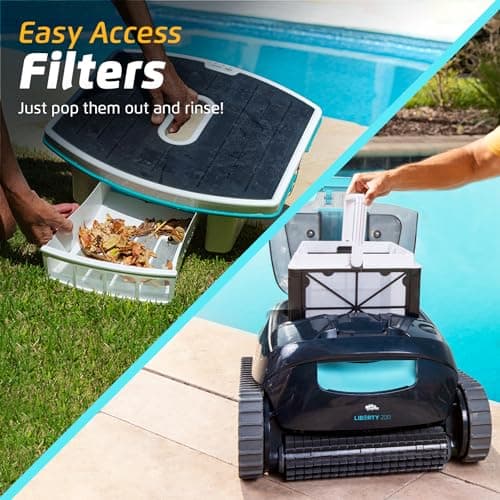 Dolphin Liberty 200 and Skimmi Cordless Robotic Pool Cleaning up to 33 FT - Wall Climbing Scrubber