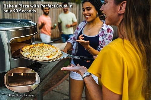 Solo Stove Pi Prime - Gas Pizza Oven with Cordierite Stone Cooking Surface - Demi-Dome Design - Wide-Mouthed Opening - Stainless Steel