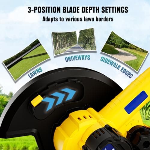 Cordless Edger Lawn Tool Compatible with Dewalt 20V Max Battery, Electric Battery-Powered Edger/Trencher (Tool ONLY) 9’’Blade, 3 Position Adjustable Depth for Landscaping, Driveways, Borders