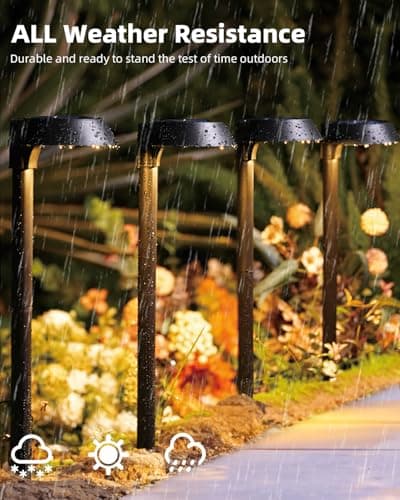 Solar Lights Outdoor Waterproof, LED Solar Pathway Lights Outdoor Garden Landscape Lighting for Walkway Driveway, Auto On/Off, 6 Pack
