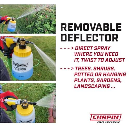 Chapin G364D Made in the USA 32 Ounce Professional Lawn and Garden Hose-End Sprayer With 16 Mixing Rations on the Metering Dial, Built-in Anti-Siphon, Translucent White