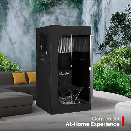 WILLOWYBE Portable Infrared Sauna for Home with 6 Heating Plates, Sauna Tent, Foot Heating Pad and LED Warm Light, Dry Infrared Sauna Box for Full Body, Personal Home Spa