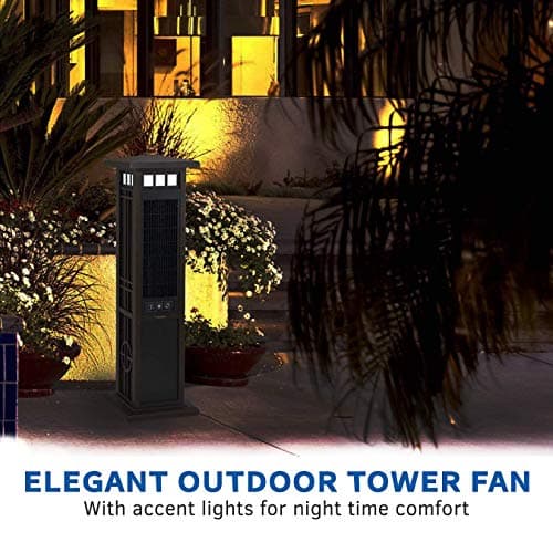 Lasko 4890 Elegant Living Fan with Remote Control-Features Accent Lighting and Widespread Oscillation-Perfect for Outdoor Patios, Decks, or Balconies, Brown