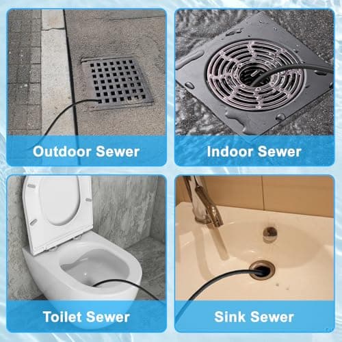 Sewer Jetter Kit for Pressure Washer, 50 FT 5800 PSI Drain Cleaner Hose with Universal M22-14mm and 1/4" Connector, 2 Sewer Jetting Nozzles, High Pressure Washer Hose for Karcher Bosch