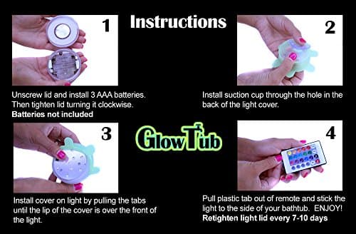 Underwater Remote Controlled LED Color Changing Light for Bathtub or spa - Battery Operated - Size 2.75 in.