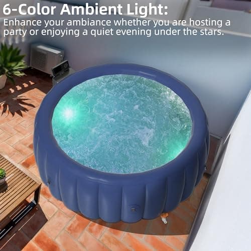 2-4 Person Inflatable Hot Tub, Portable Outdoor Spa with 146 Soothing Air Jets(73" x 28"), Portable Hot Tub with Cover and Heater Pump, Blue