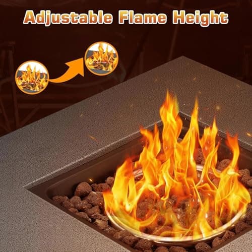 ZAFRO 28" Fire Pit Table, 40000 BTU Propane Fire Pit Table with Lid,Rain Cover and 3 Pounds Lava Stones for Outdoor Backyard, Courtyard
