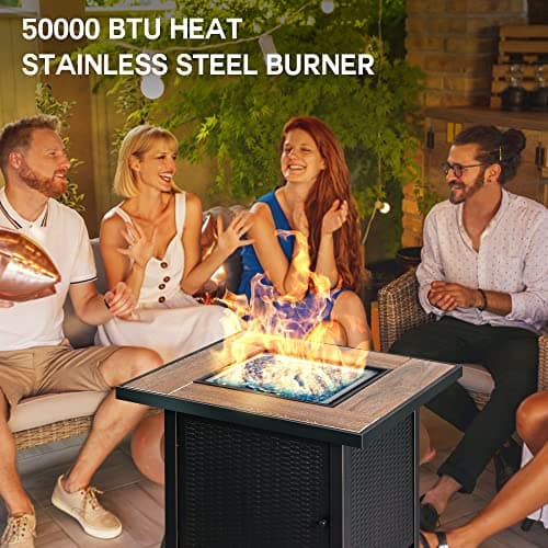 BALI OUTDOORS 50000 BTU Propane Fire Pit for Outdoor, 30 in Fire Pit Table Outdoor, Square Firepits for Outside Backyard, Patio