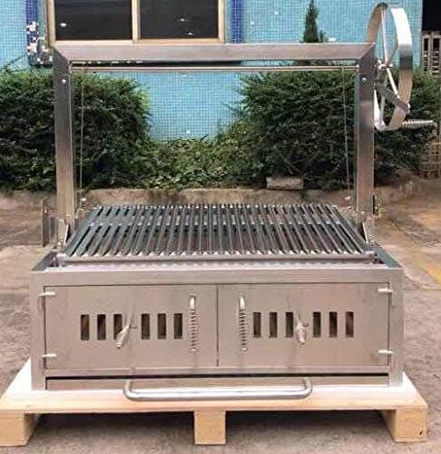 Built In/Table Top Charcoal Outdoor BBQ, Stainless Steel #430 Body and #304 Grates, Rotisserie Parrilla Santa Maria/Argentine Grill Spit
