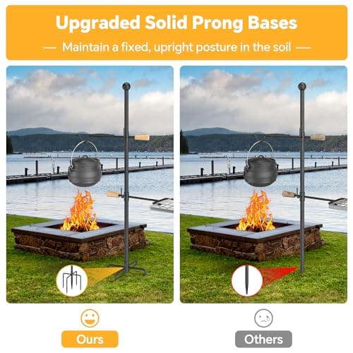 Mr IRONSTONE Campfire Grill Grate: Fire Pit Grill Grate with Swivel Handle, Campfire Cooking Equipment with Heavy Duty Steel, Over Fire Camp Grill For Outdoor Barbecue Camping and Cooking, Black