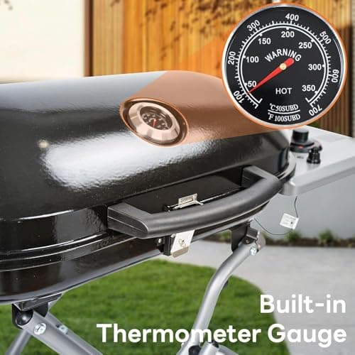 Portable Propane Gas Grill, 15,000 BTU Foldable Outdoor Grill with 348 Sq. In. Grilling Area for Camping, BBQ, Parties, Backyard, Beach Outings