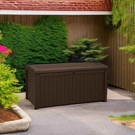Keter Outdoor Storage Deck Box, 110 Gallon Waterproof Patio Bin, Borneo, Brown