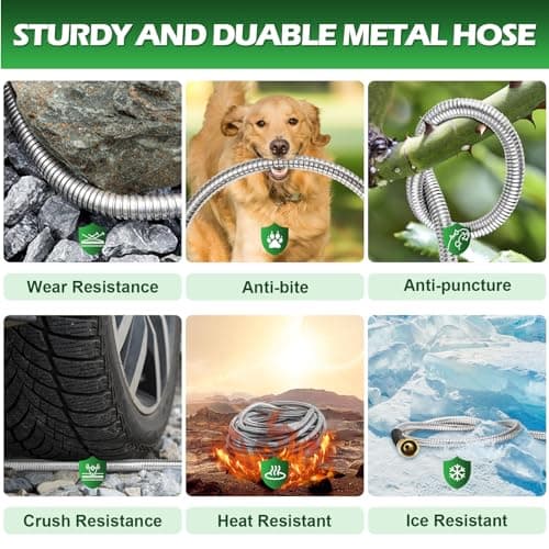 Garden Hose 100 ft - Stainless Steel Water Hose 100ft with 10 Function Nozzle, No Kinks & No Tangles, Flexible, Lightweight, Puncture & Rust Proof Metal Garden Hose for Yard, RV, Garden, Outdoor