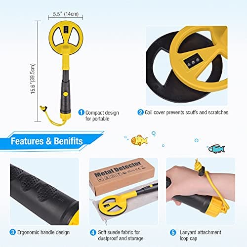 Underwater Metal Detector Handheld,100 Feet Fully Waterproof Metal Detector for Adults, Lightweight Gold Finder Metal Detector for Scuba Diving Pulse Induction with LED and Power Indicator