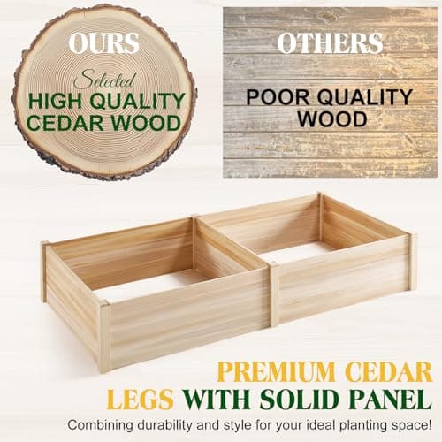 Amerlife 8x4 Ft Wood Raised Garden Bed, Durable 15 Inch Depth Planter Box for Vegetables, Herbs, and Flowers, Ideal for Outdoor Gardening with Open Base