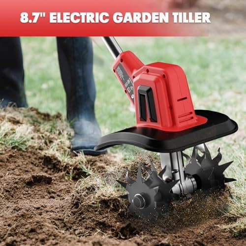 MaxMore Cordless Tiller Cultivator Compatible with Milwaukee 18V Battery (Tool Only), Electric Garden Rototiller with 48 Steel Tines, 8.7" Tilling Width, 6.3" Depth for Gardening, Soil Turning