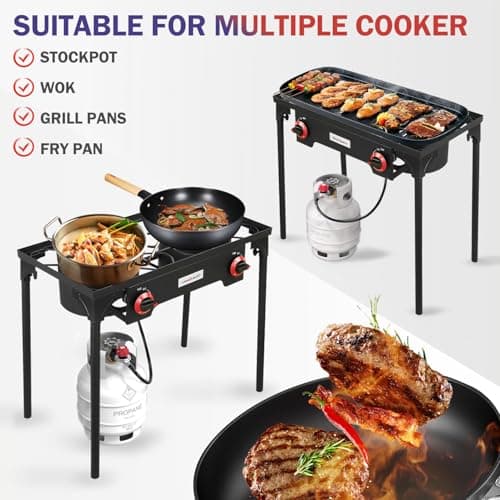 Vivicreate Propane Gas 20 PSIG high pressure regulator outdoor camping camp garden BBQ grill stove burner
