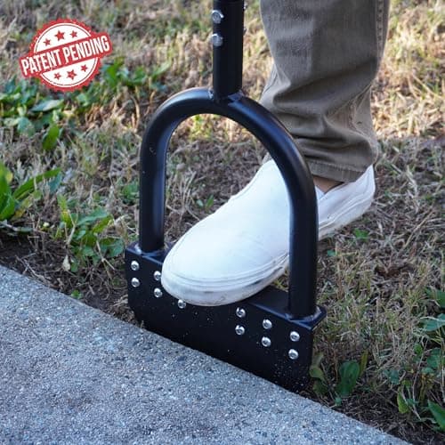 Edger Lawn Tool 41in Border Edger with Spring Steel Blade Long Rubber Handle Wide Footplate Rustproof Manganese Steel Half Moon Edger for Garden Maintenance