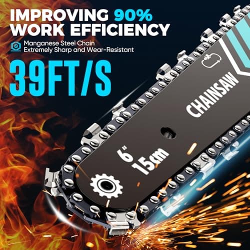 6 Inch Mini Chainsaw Cordless, Portable Electric Chainsaw, for Wood Cutting, Tree Trimming, Courtyard, Household, and Garden