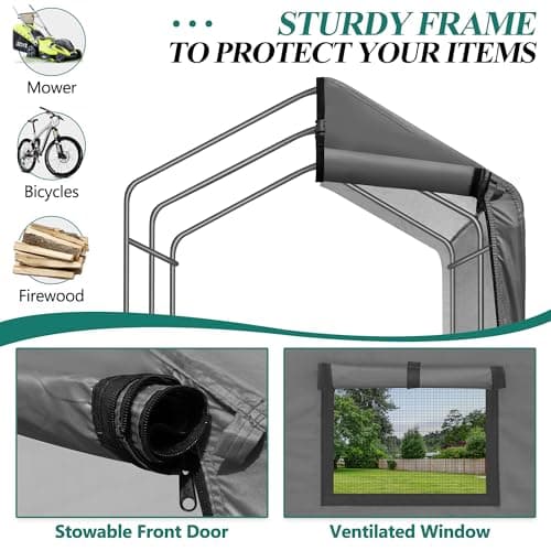 6 x 3ft Outdoor Cycle Storage Shelter - Bike Shed with Roll-up Door & Ventilate Window, Polyethylene Canopy Bicycle Garage for Garden, Domestic, Outdoor, Rain Shelter