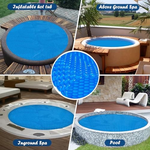 Hot Tub Spa Solar Bubble Cover Blanket for Round Inflatable Hot Tub Spa Pool Thermal Insulation Floating Bubble Wrap Covers (6 Ft)