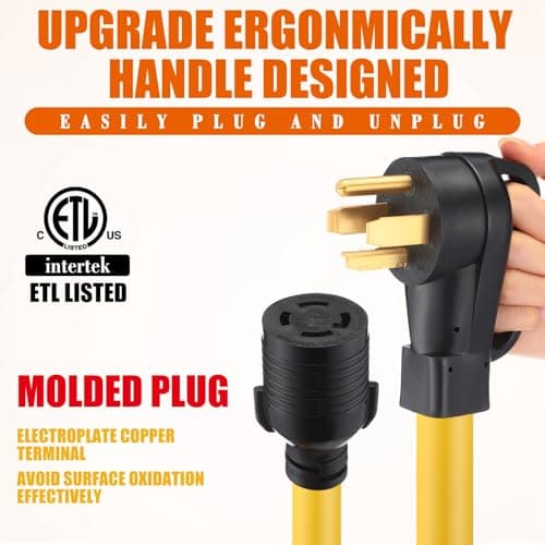 4 Prong 30 Amp Dryer Adapter Cord Compatible with NEMA 14-30P to L14-30R, 4 Prong Dryer Outlet to Generator Locking Plug Adapter Generator EV Charger Cord, STW 10 AWG, 1ft