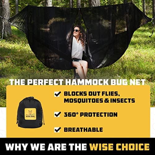 Wise Owl Outfitters Hammock Bug Net - The SnugNet Mosquito Net for Hammocks - Premium Quality, Waterproof, Mesh Hammock Netting w/Double-Sided Zipper - Essential Camping Gear