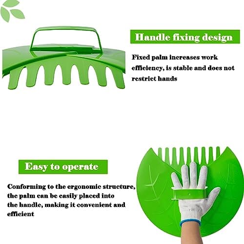 Eastrans 1set Leaf Scoops and Hand Rakes,Leaf Claws for Picking up Leaves,Grass Clippings and Lawn Debris,Light Green,2pcs