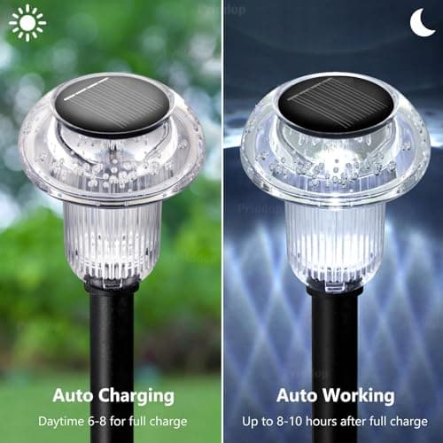 Solar Lights Outdoor 12 Pack Pathway Lights 6000K LED Waterproof Cold White Mushroom Shape for Garden Driveway Walkway Landscape Path Lawn Yard Decor