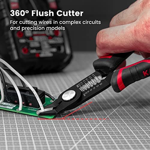 KAIWEETS Wire Cutters 6-Inch Flush cutter with Supplementary Stripping, Cutting Pliers, Handy and Slim Diagonal Cutters, Side Cutting Pliers, Sharp Snip, Safety Lock