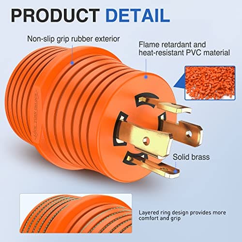 Nilight 30 A to 30A RV Power Adapter 4 Prong Locking Plug 125 Volt Heavy Duty Converter L14-30P to TT-30R 30Amp Male 30 Amp Female Receptacle for RVs Camper Caravan Generator