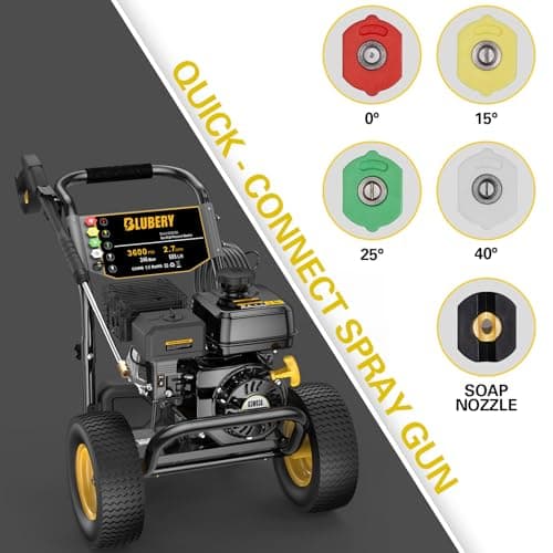 Heavy-Duty Gas Pressure Washer, 3600Psi at 2.7Gpm Power Washer,Portable, 30feet Pressure Hose,Industrial Style,Axial Cam Pump, for Siding, Driveway, House, Car, RV, Paint Preparation etc