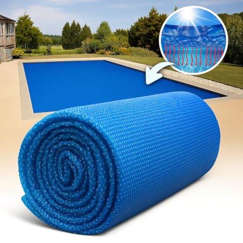 SunHeater Pool Solar Blanket - Heavy Duty Rectangular Thermal Cover with Bubbles - Heat Transfer Solar Pool Heater for In-Ground Swimming Pools - Durable 12 Mil Thick Polyethylene - 14' x 28' Feet