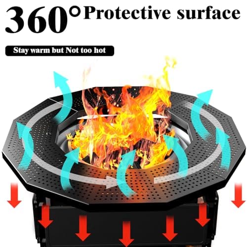 Fire Pit Surround Tabletop for Solo Stove Bonfire Ranger 2.0, with UV-Resistant Outdoor Fabric, Thick Metal Black