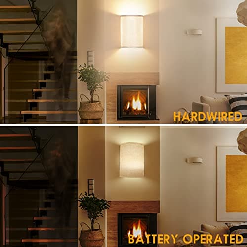 LABOREDUCER Hardwired Wall Lights Set of 2 with Wall Lamps Fabric Shade,Farmhouse LED Sconce Wall Lighting, Wall Mount Lights Wall Sconces for Bedroom Living Room, Stair (Bulbs NOT Included)