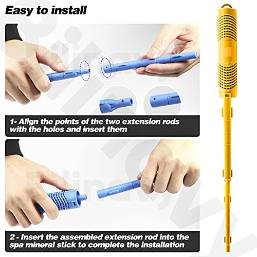 Spa in-Filter Mineral Sticks Parts for Hot Tub Filter Cartridge, Last for 4 Months, Yellow, 2PCS