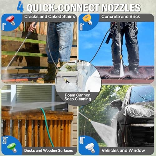 Electric Pressure Washer, 5000PSI 3.2 GPM Power Washer 2025 Upgraded with 55FT Cleaning Range, 4 Nozzles, Foam Cannon, High Pressure Cleaning Machine for Cars, Homes, Patios, Fences, Blue