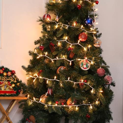 Christmas Lights 100 Count Clear Mini Lights White Wire UL Certified Connectable Warm White String Lights for Christmas Tree,Garland,Home,Patio, Wedding,Party,Festival Decor