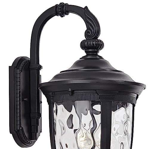 John Timberland Bellagio European Outdoor Wall Light Fixture Textured Black Metal 20 1/2" Hammered Glass Decor for Exterior House Porch Patio Outside Deck Garage Yard Front Door Garden Home
