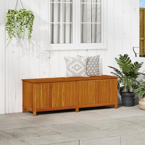 vidaXL Outdoor Storage Box, [Load Capacity Gallon] Deck Box with Gas-Lift Lid, Storage Chest with Water-Resistant Zippered Bag Inside, 68.9''x19.7''x22.8'', Solid Acacia Wood
