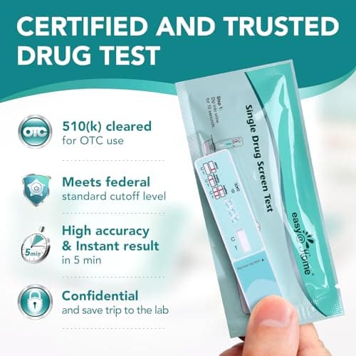 Easy@Home Single Drug Screen Test (Cannabinoids Urine Test) - THC Tests for Home THC Drug Test Urine Detox Kit Cutoff Level 50ng/mL Individually Wrapped - EDTH-114 (15 Pack)