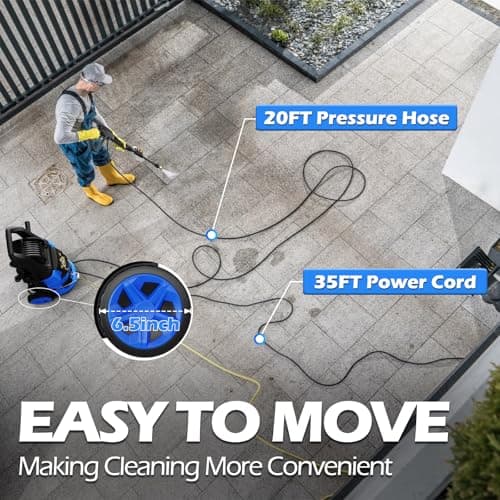 Pressure Washer, 5000PSI 3.2GPM Adjustable Touch Screen with 55FT Total Length Power Washer Electric Powered 4 Nozzles for Driveways Furniture or Cars 2000W