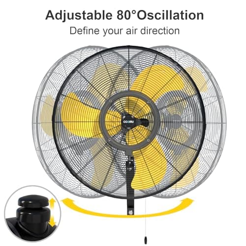 9600 CFM 30" Outdoor Wall Mount Misting Fans, High Velocity 3-Speed Waterproof Professional Oscillating Wall Fan, Heavy Duty Industrial Fan for Commercial, Garage, Warehouse, UL Listed