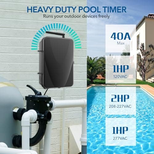 BN-LINK Pool Timer, Outdoor WiFi Timer Switch for Water Heater, Pool Pump, Metal Casing, Heavy Duty 40A 120-277 VAC 2HP