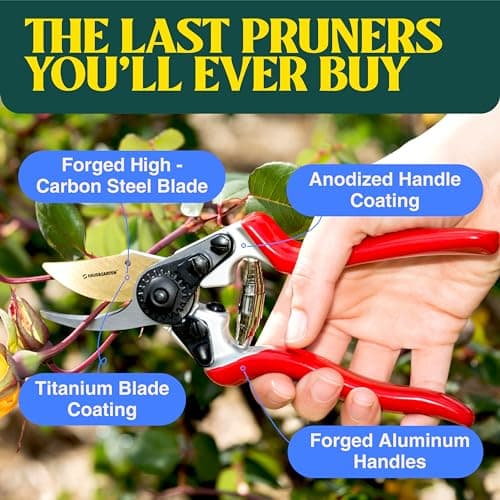 PrecisionPRO 8" Titanium Pruning Shears - Heavy Duty Professional Bypass Pruner - Use As Rose Clippers, Premium Gardening Secateurs, Garden Scissors, Handheld Yard, Tree, & Plant Tool