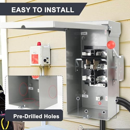 Generator Transfer Switch 100A, Manual Transfer Switch for Home Generator, Heavy Duty Double-Throw 120/240V,24000W for Indoor Outdoor Use,NEMA 4X Standards