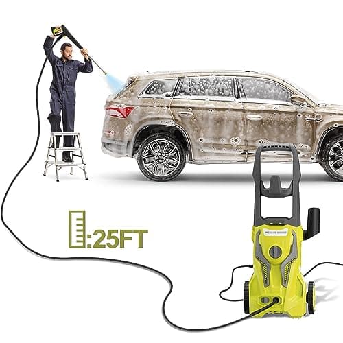 Power Washers Electric Powered - 4800PSImax 3.2GPM High Pressure Washer Car Cleaning Machine with Adjustable Spray Nozzle and Foam Cannon for Home Driveway Patio Deck, Olive Yellow