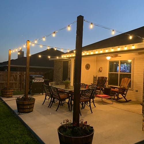 Aialun 96FT(48FTx2) LED Outdoor String Lights Outside Patio Yard Lighting Waterproof Hanging Warm Glow 2200K Shatterproof Edison Bulbs Exterior,Heavy-Duty Strand Decorative Café Porch Bistro Garden